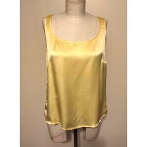 Escada Vintage 90's Yellow 100% Silk Sleeveless Tank Top Blouse Shirt 42 (12) L